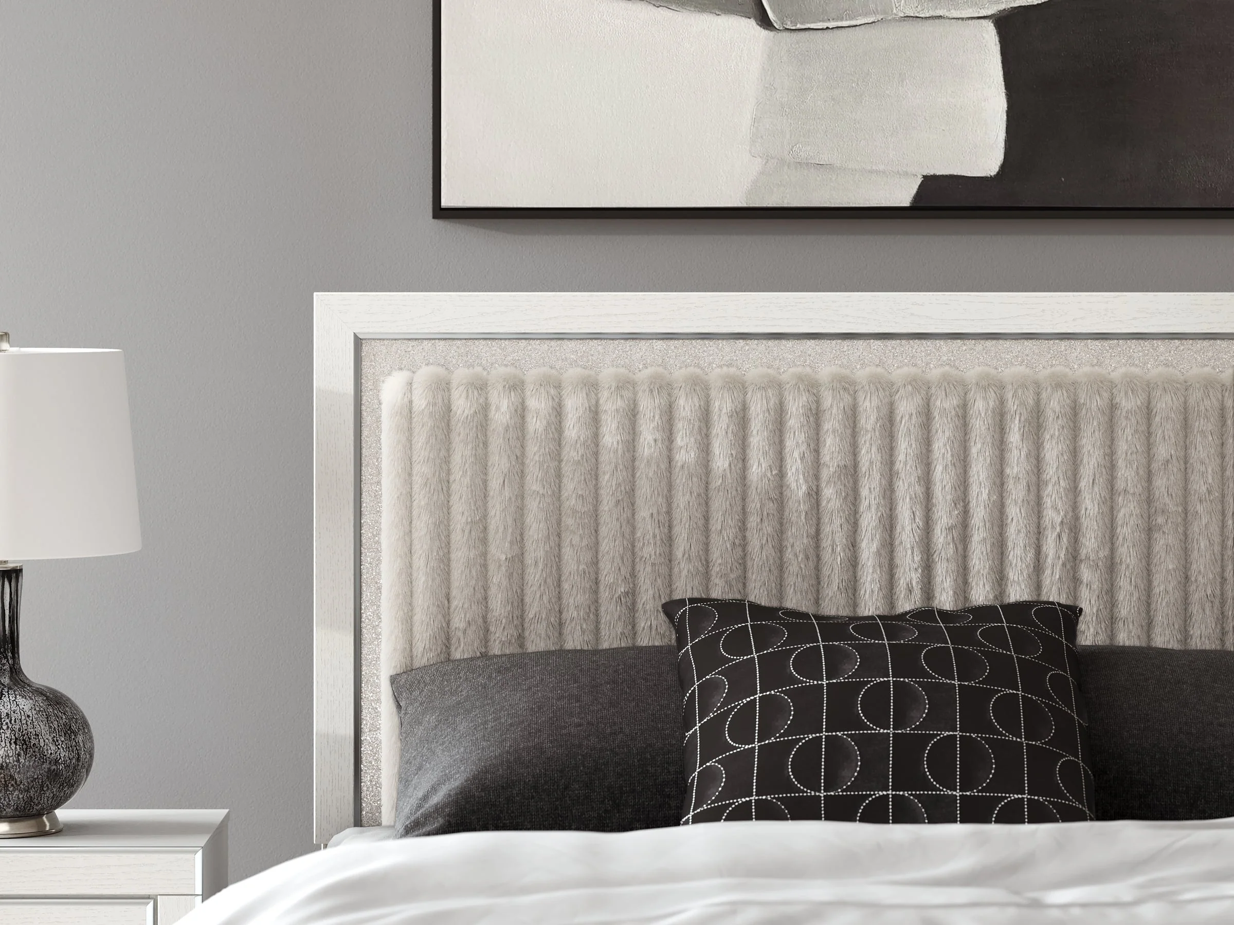 Zuraleus White Queen Upholstered Panel Storage Bed - Image 7